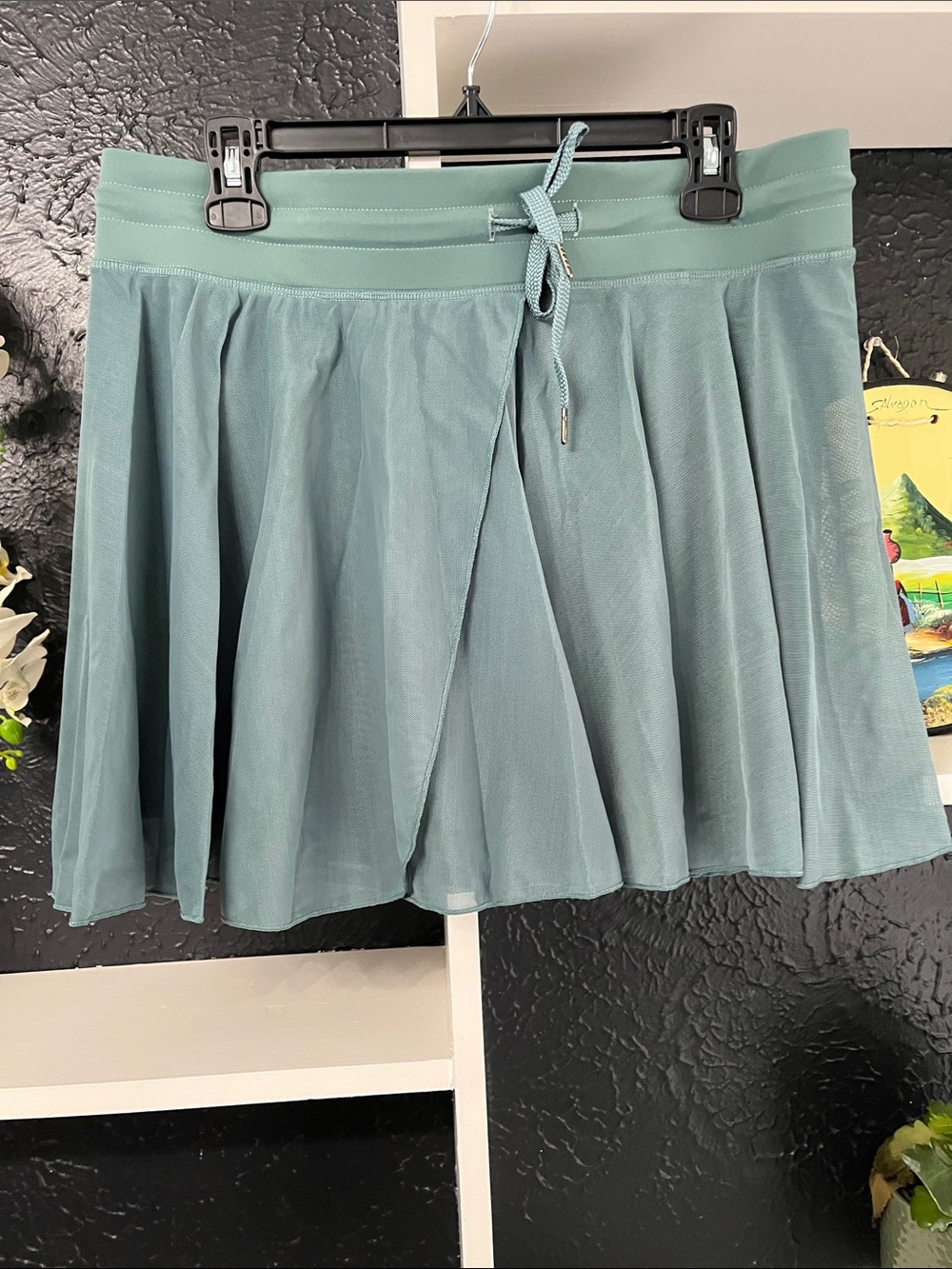 HALARA Sage Green Skater Skirt with Drawstring Waist XL